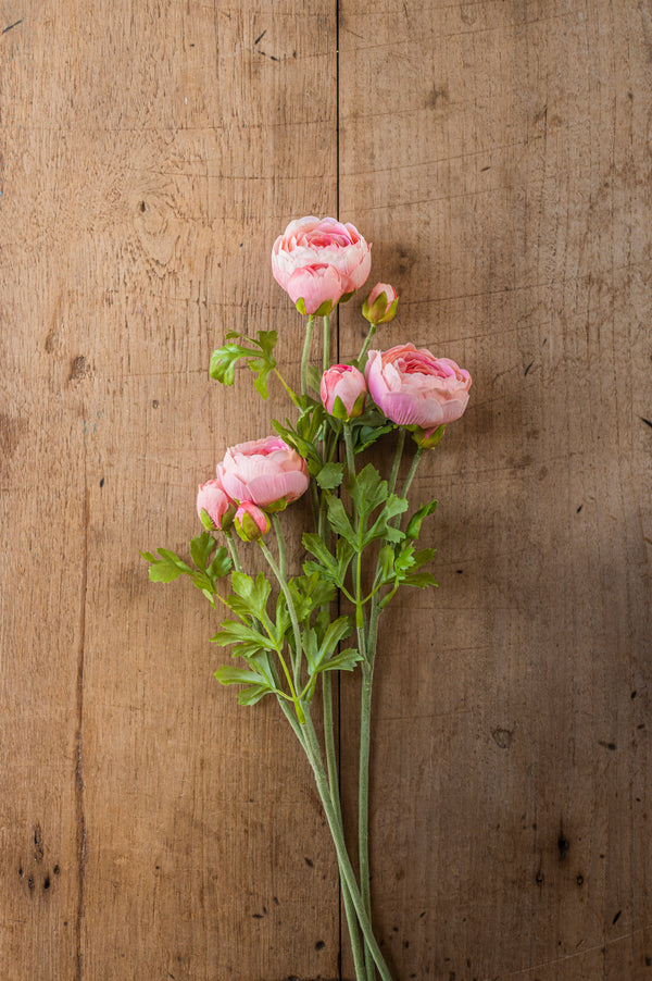 23" Light Pink Real Touch 3 Head Ranunculus Stem