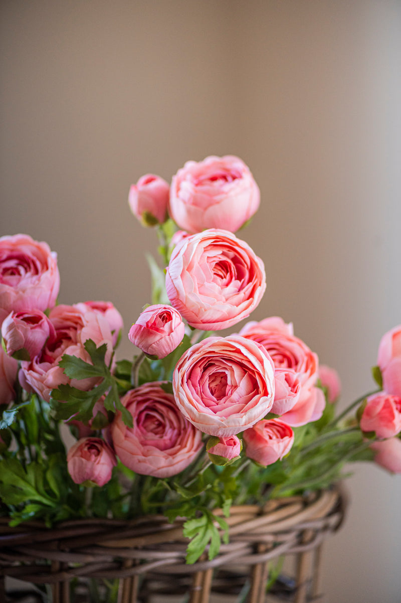 23" Light Pink Real Touch 3 Head Ranunculus Stem