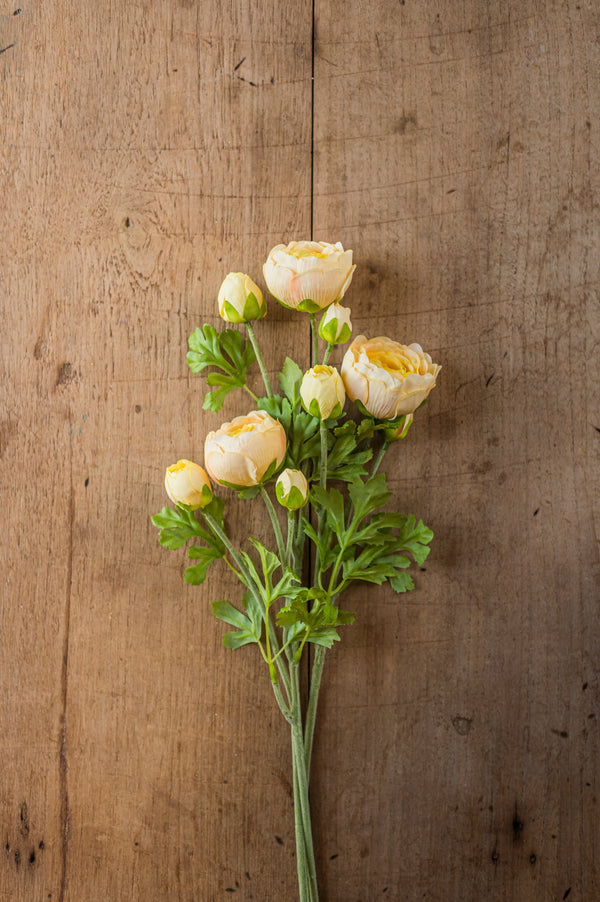 21" Yellow Real Touch 3 Head Ranunculus Stem