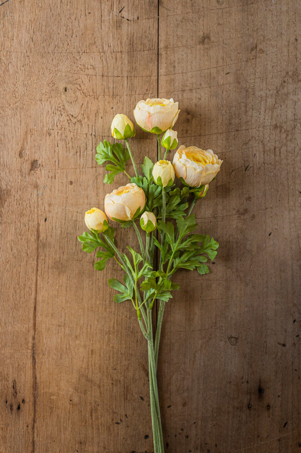 21" Yellow Real Touch 3 Head Ranunculus Stem