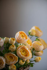 21" Yellow Real Touch 3 Head Ranunculus Stem