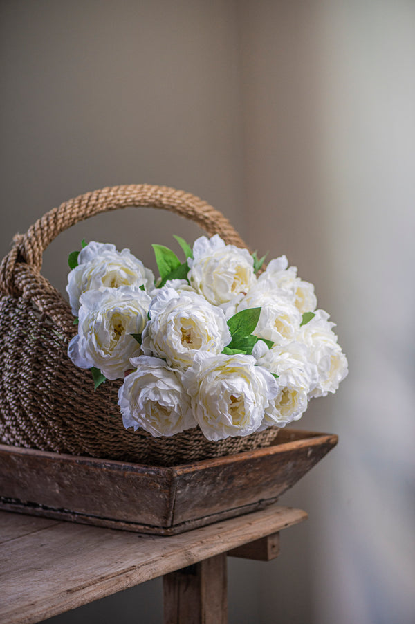 27" White Peony Stem