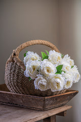 27" White Peony Stem