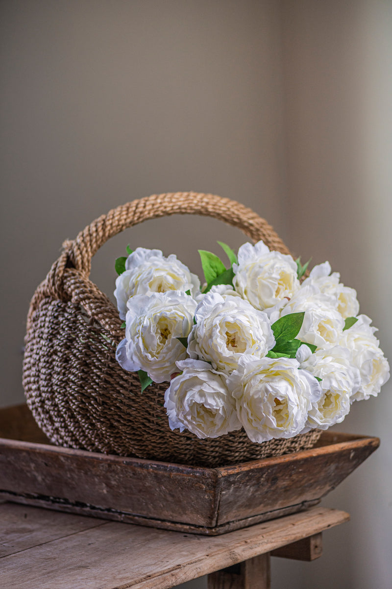 27" White Peony Stem