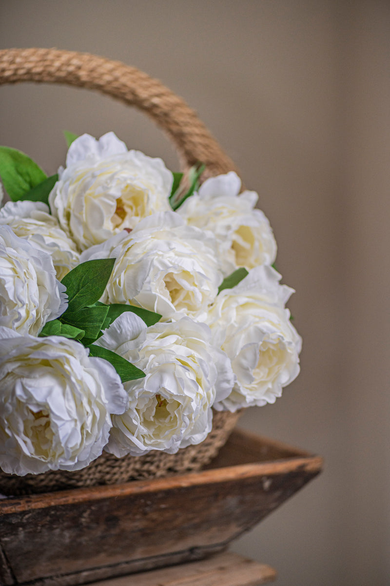 27" White Peony Stem