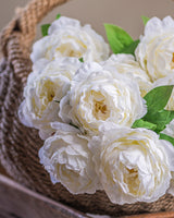 27" White Peony Stem
