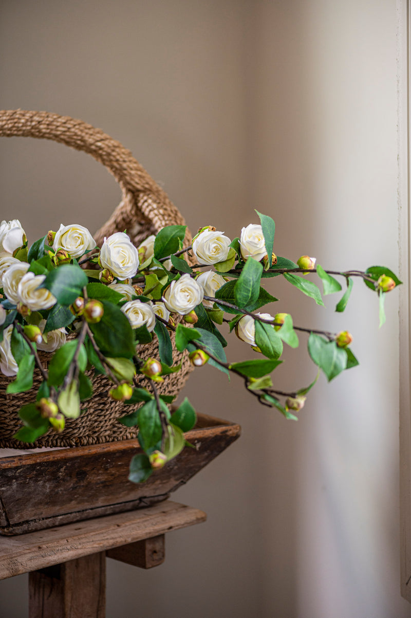 30" White Camellia Stem
