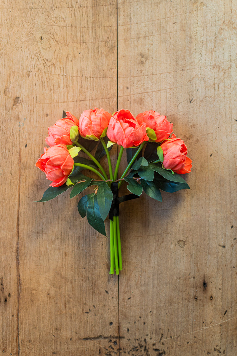 12" Coral Real Touch Peony Bundle (6 Stem)