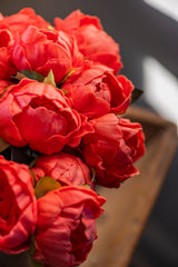 12" Coral Real Touch Peony Bundle (6 Stem)