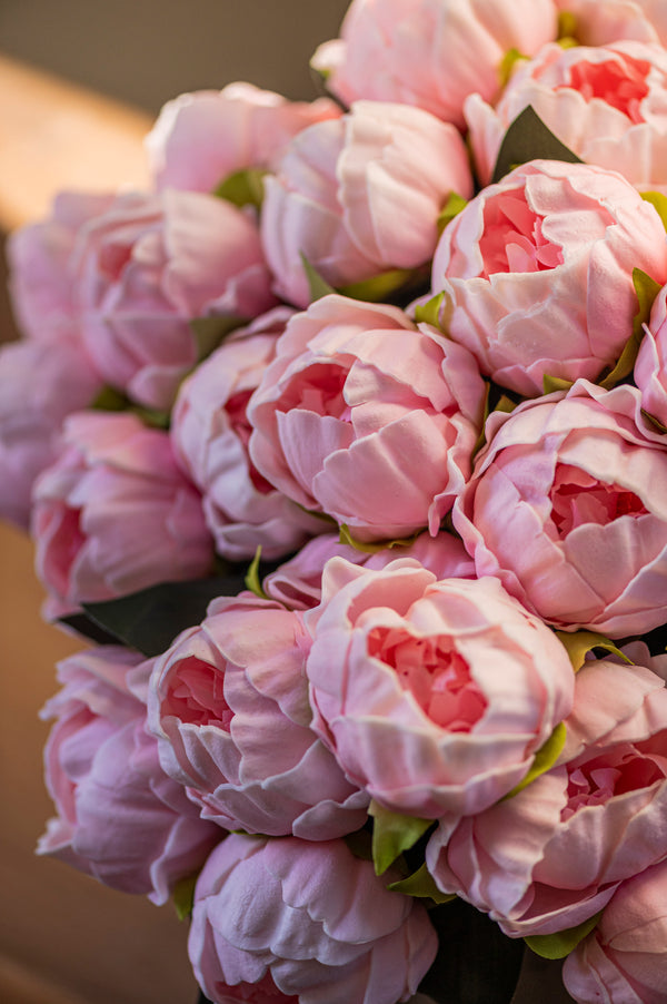 12" Pink Real Touch Peony (6 Stem)