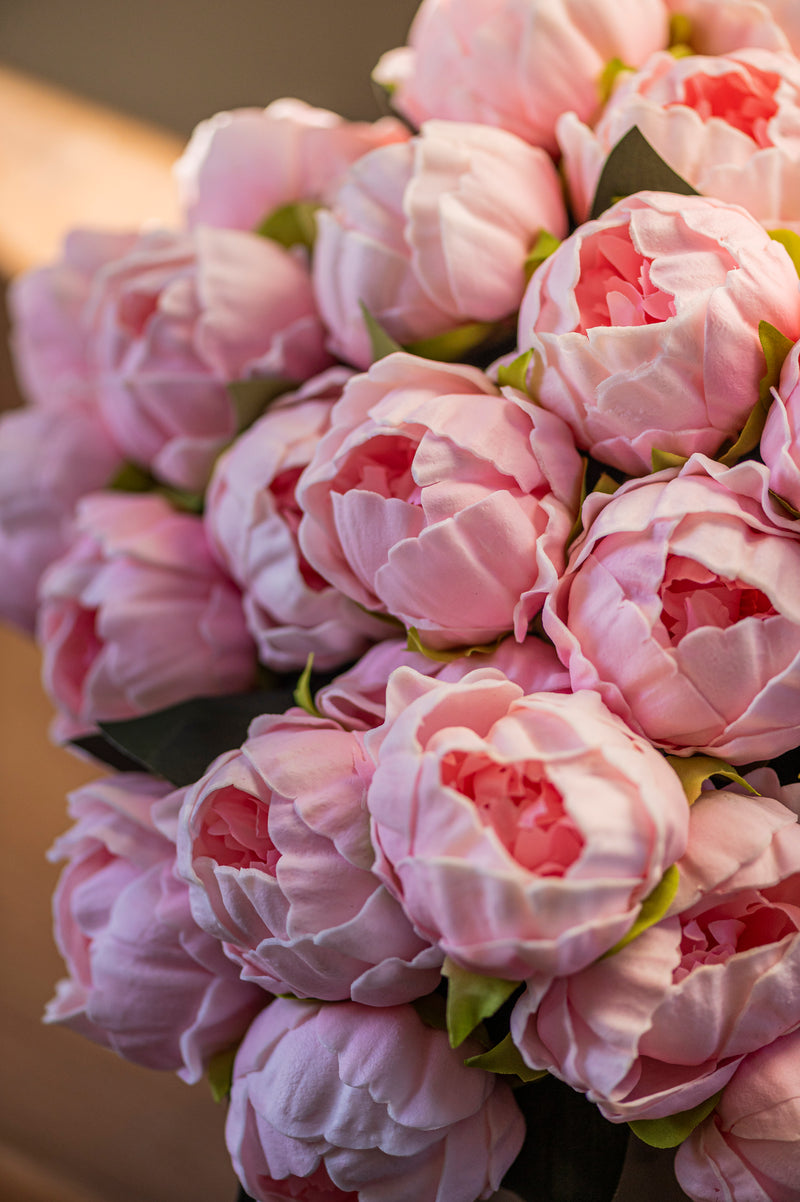 12" Pink Real Touch Peony (6 Stem)