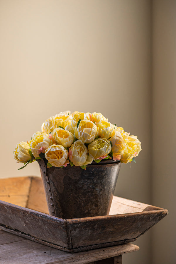 12" Yellow Real Touch Peony Bundle (6 Stem)