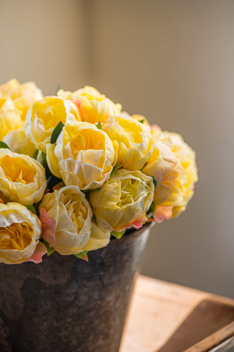 12" Yellow Real Touch Peony Bundle (6 Stem)