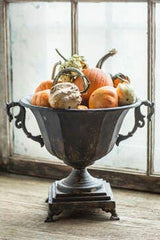 Distressed Black Iron Urn