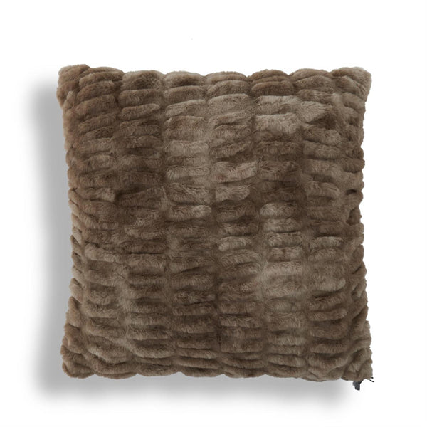 18 Inch Brown Ribbed Faux Fur Pillow