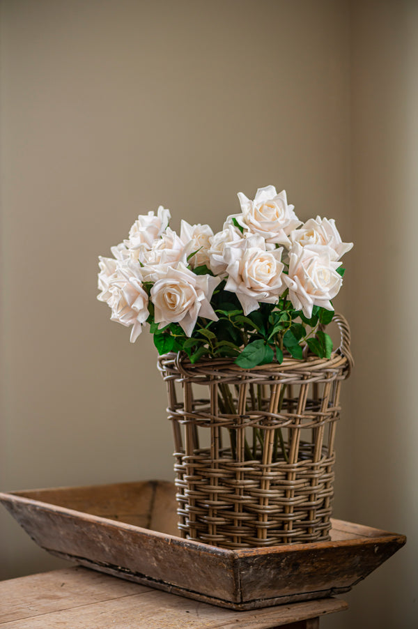 25" Cream White Real Touch Duchess Rose Stem
