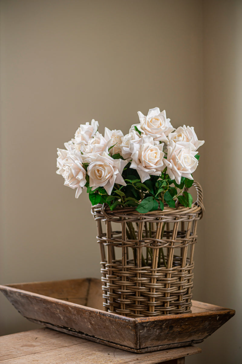 25" Cream White Real Touch Duchess Rose Stem