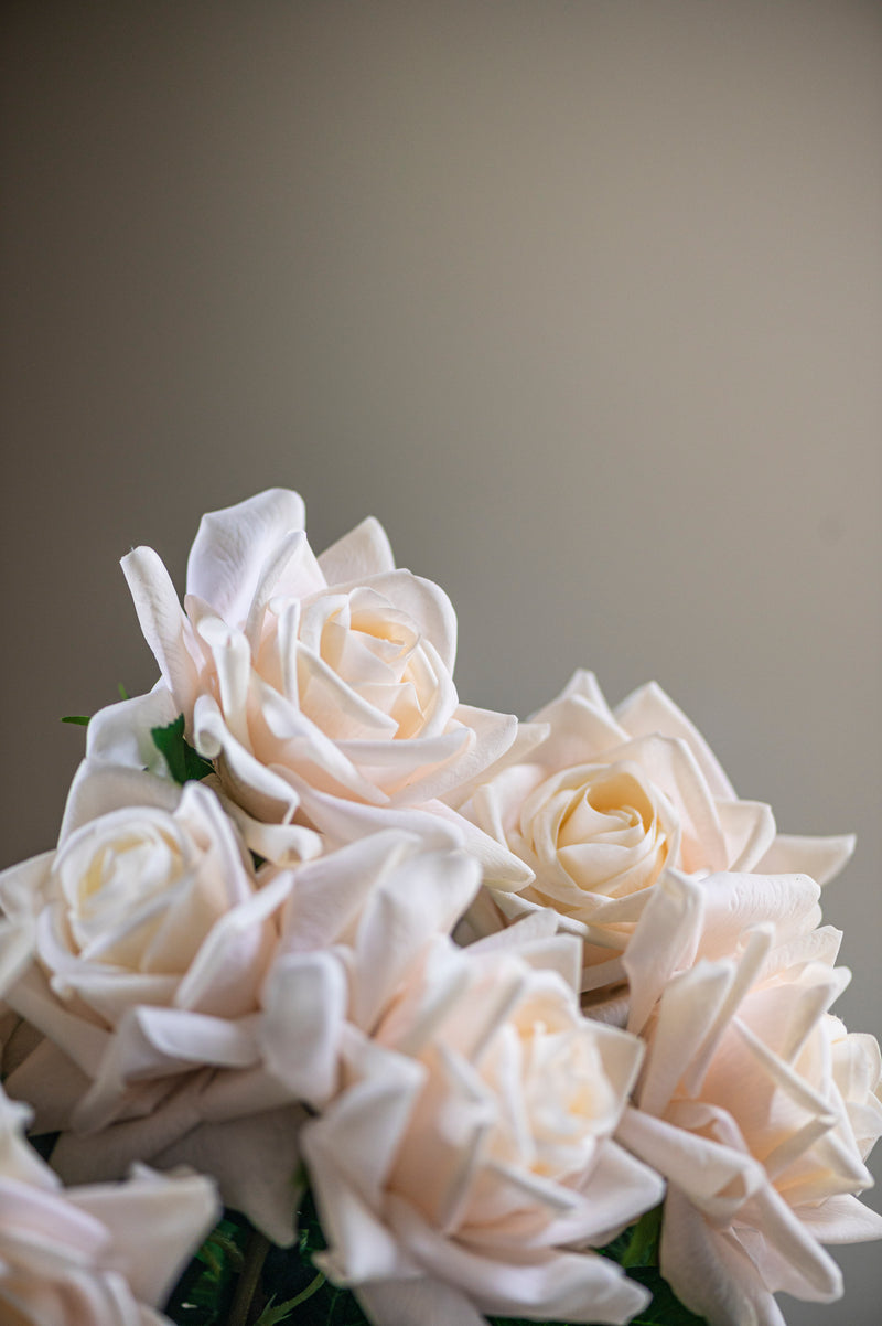 25" Cream White Real Touch Duchess Rose Stem