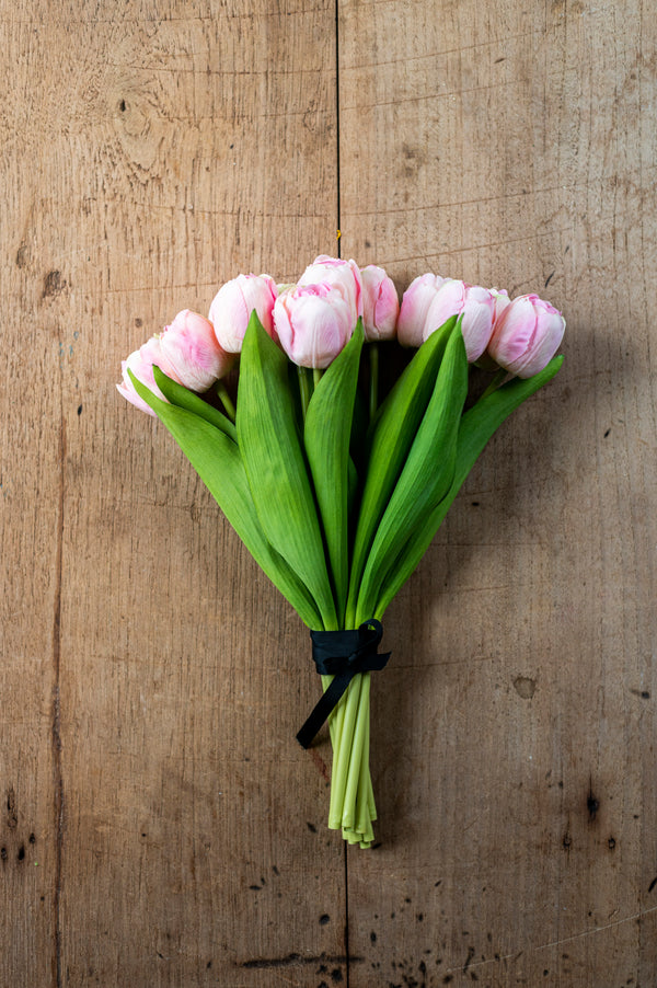 13" Pink Real Touch Tulip Bundle (6 Stem)