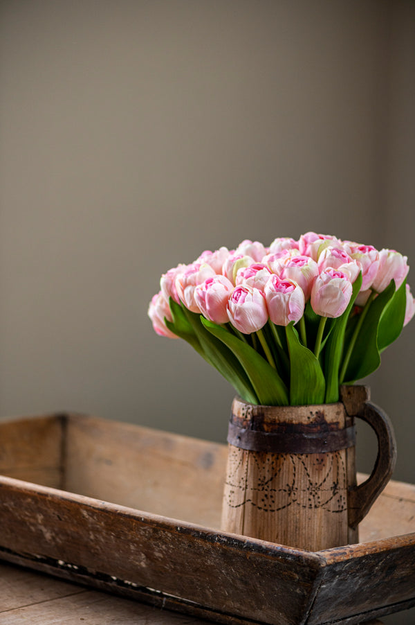 13" Pink Real Touch Tulip Bundle (6 Stem)