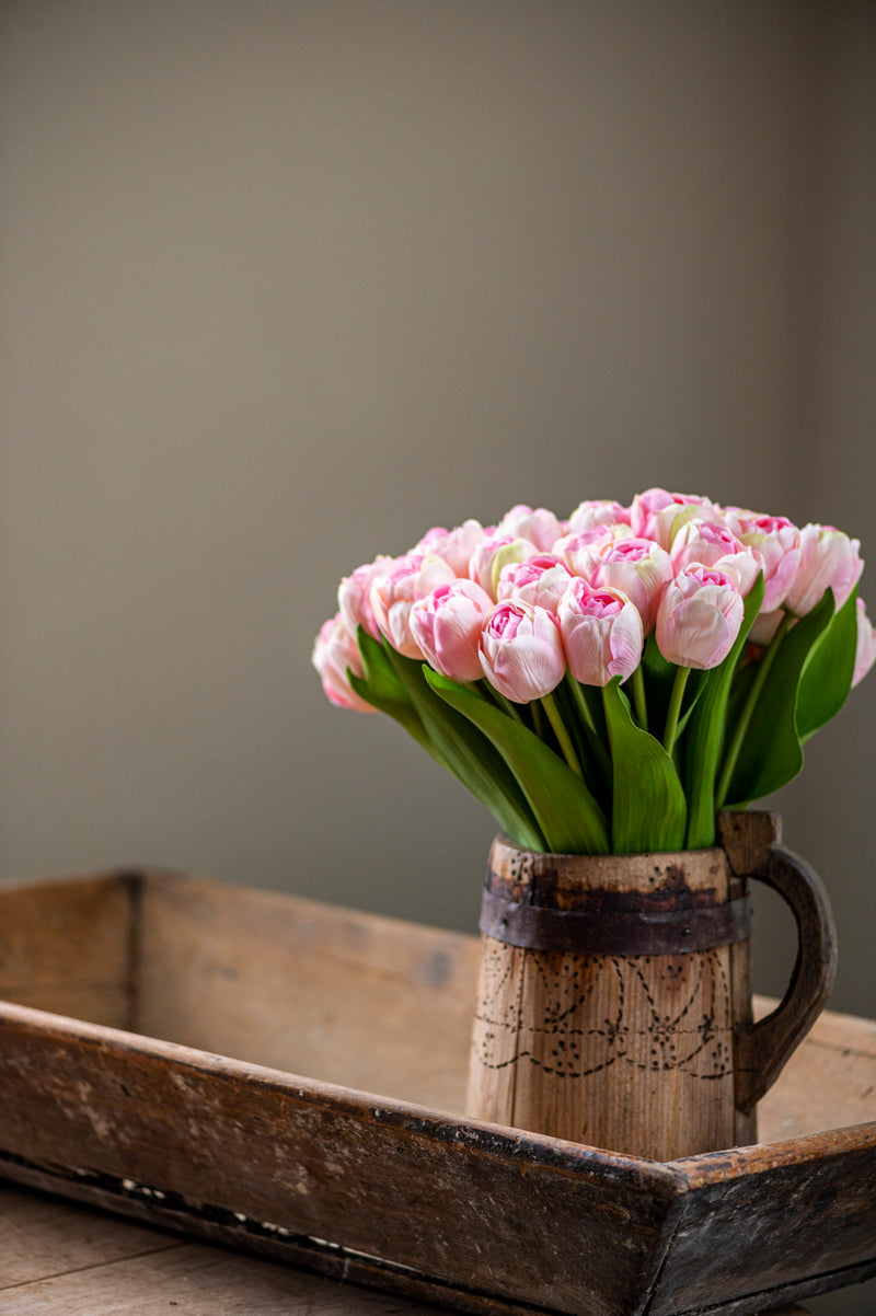 13" Pink Real Touch Tulip Bundle (6 Stem)