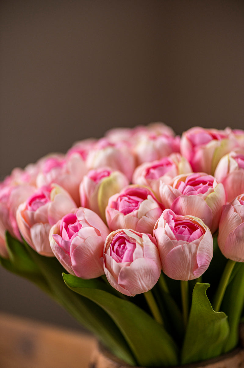 13" Pink Real Touch Tulip Bundle (6 Stem)