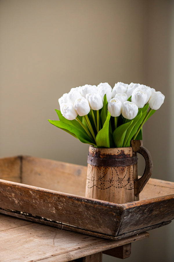 13" White Real Touch Tulip Bundle (6 Stem)