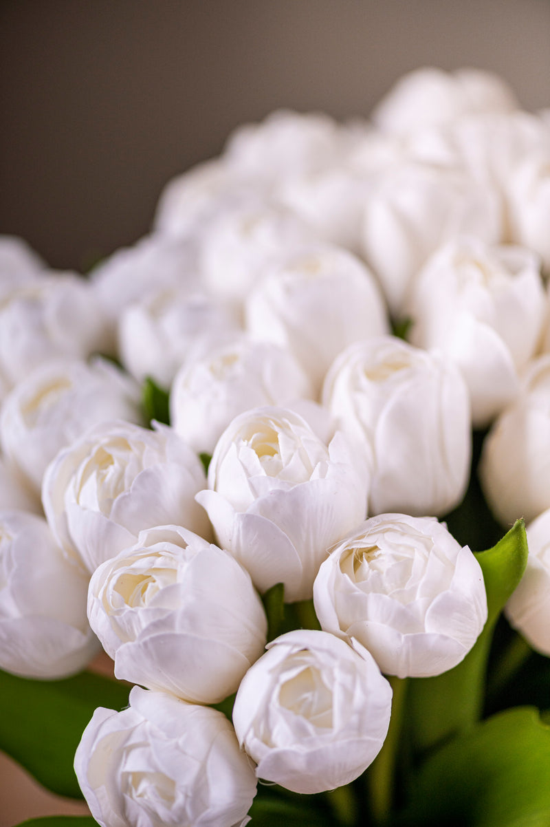 13" White Real Touch Tulip Bundle (6 Stem)