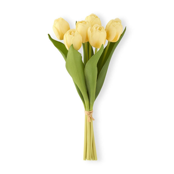 13" Light Yellow Real Touch Tulip Bundle (6 Stem)
