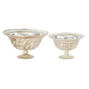Burnt Champagne Etched Glass Bowls