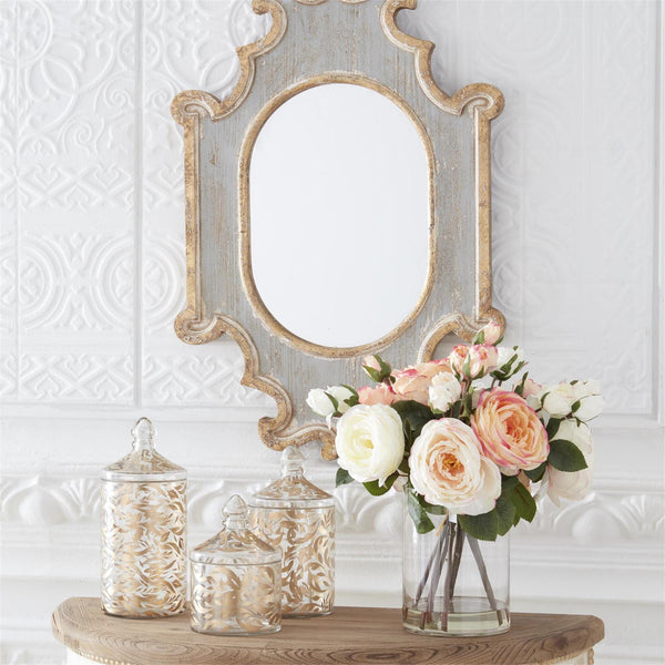 29.5 Inch Weathered Blue & Gold Ornate Framed Mirror
