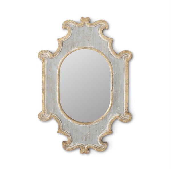 29.5 Inch Weathered Blue & Gold Ornate Framed Mirror