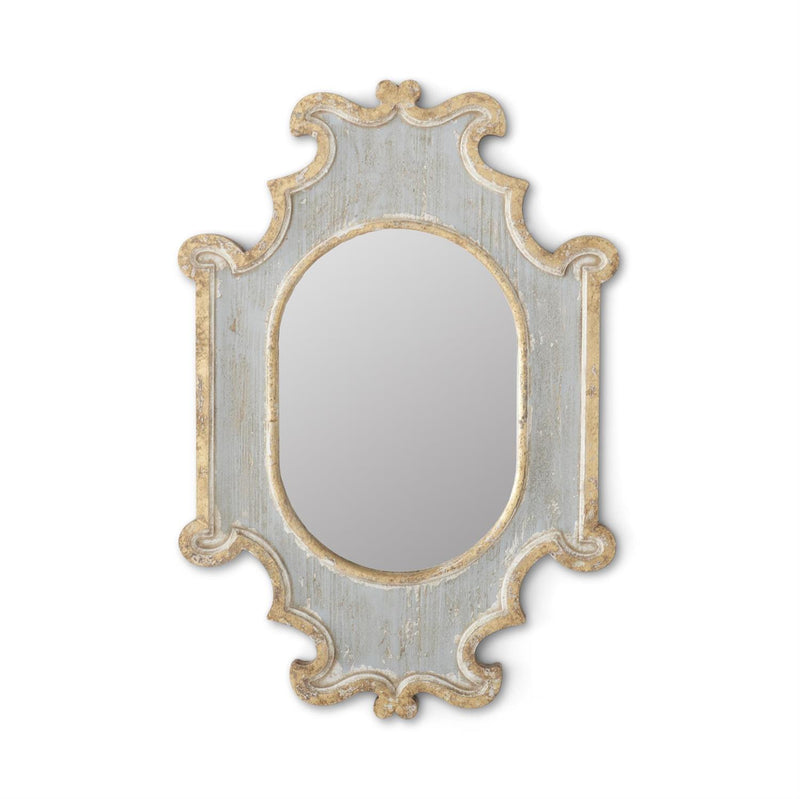 29.5 Inch Weathered Blue & Gold Ornate Framed Mirror