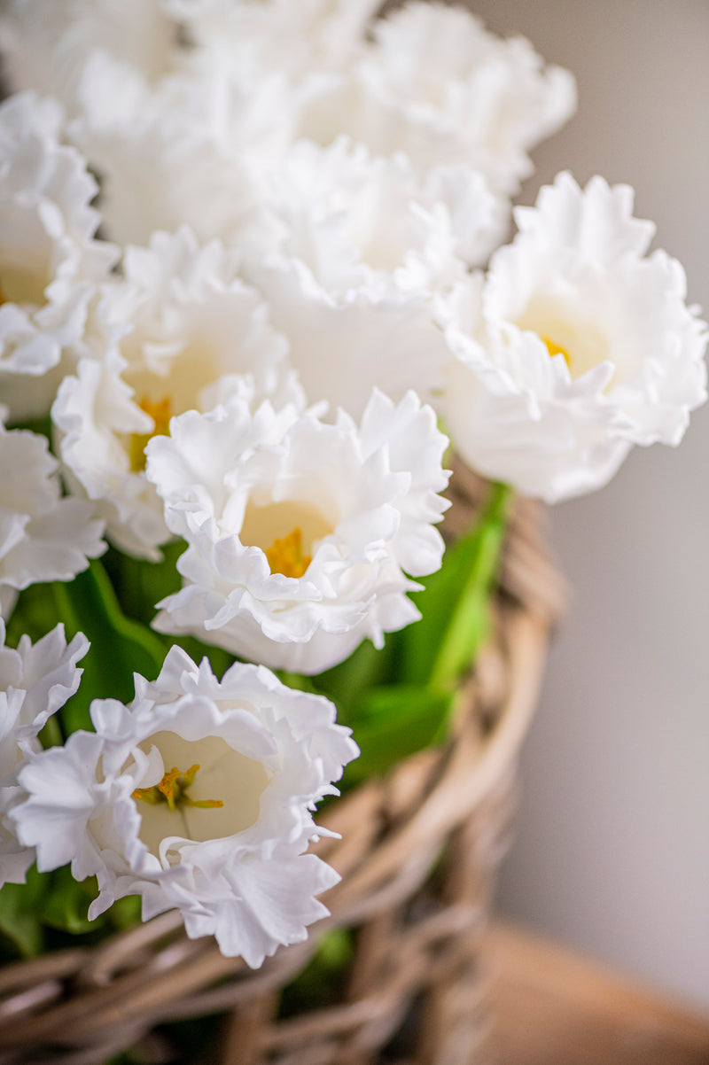 23" White Real Touch Parrot Tulip