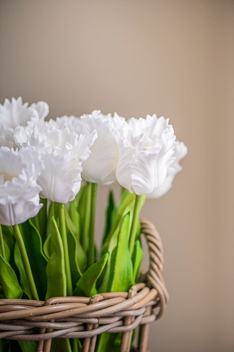 23" White Real Touch Parrot Tulip
