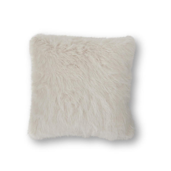 18 Inch White Faux Fur Pillow