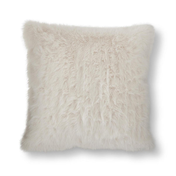 24 Inch White Faux Fur Pillow