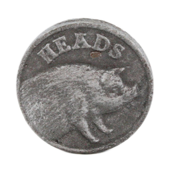 Heads or Tails Coin - Cast Iron - Antique Silver