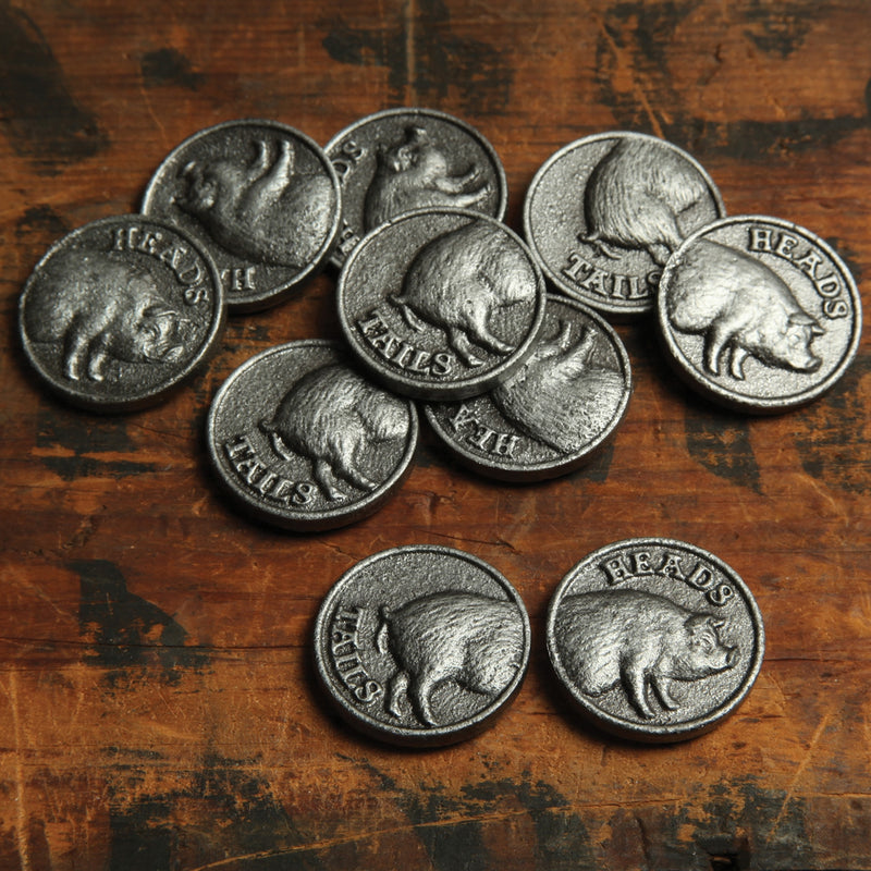 Heads or Tails Coin - Cast Iron - Antique Silver