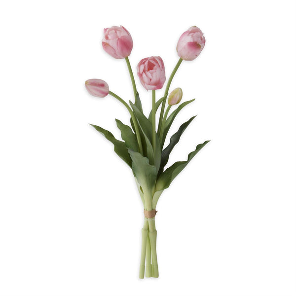 15 Inch Pink Real Touch Tulip Bud & Bloom Bundle UV