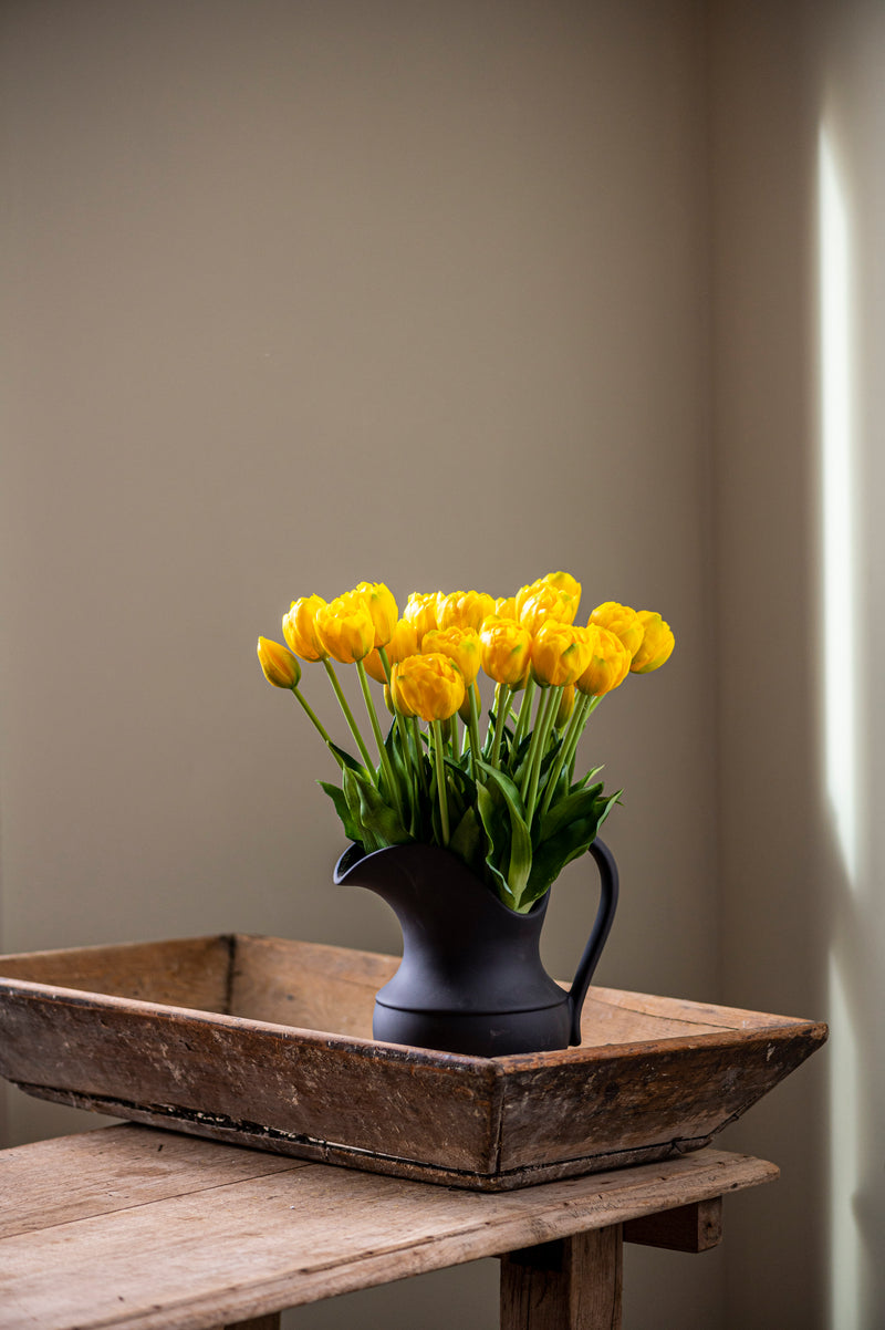 15" Yellow Real Touch Tulip Bud & Bloom Bundle UV Protected (5 Stem