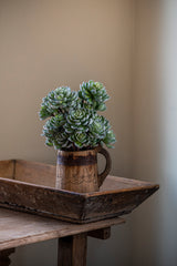 12" Flocked Green 5 Head Succulent Pick