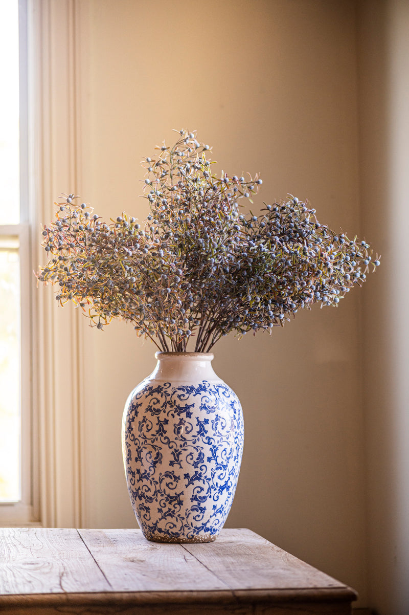 33 Inch Blue Berry Spray