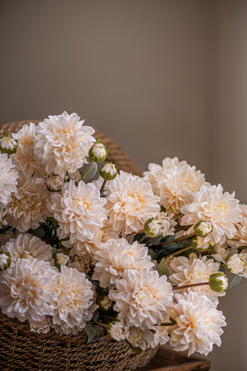23" Cream Faux Dried Dahlia Bundle (3 Stems)