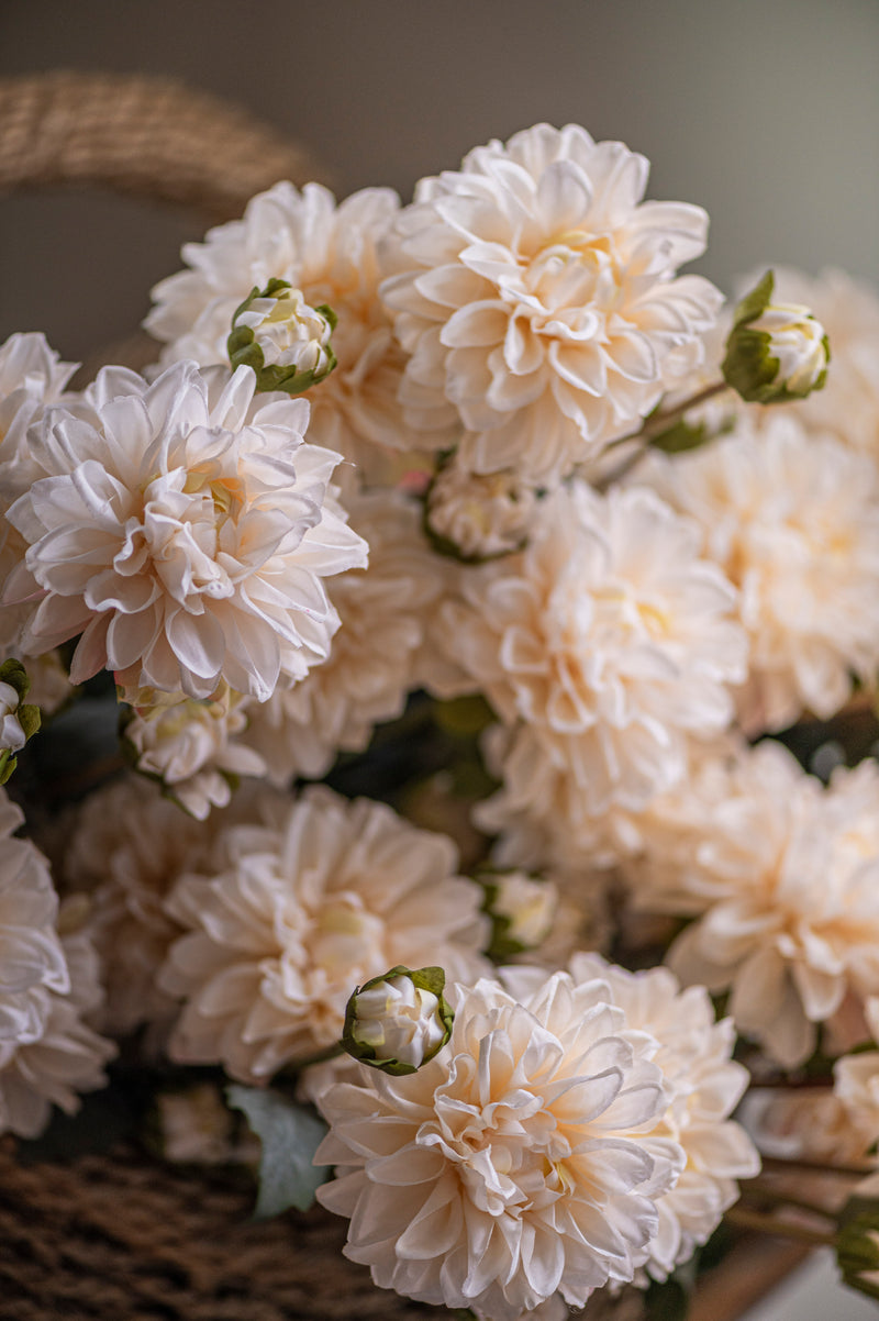 23" Cream Faux Dried Dahlia Bundle (3 Stems)
