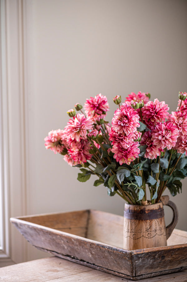 23" Pink Faux Dried Dahlia Bundle (3 Stems)