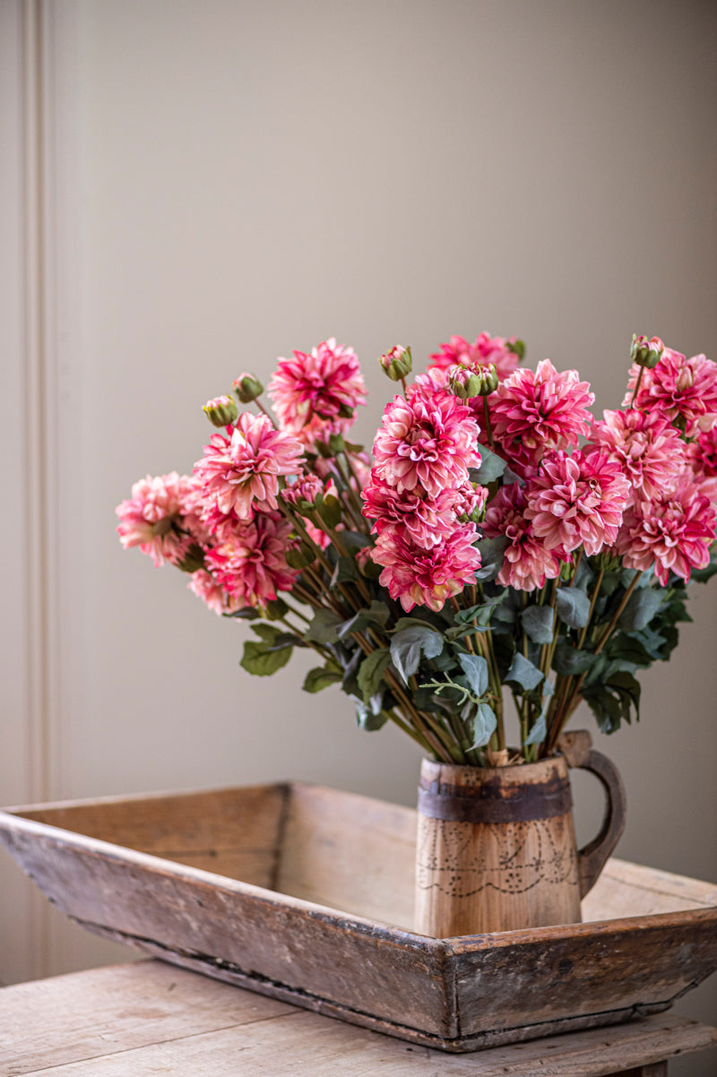 23" Pink Faux Dried Dahlia Bundle (3 Stems)