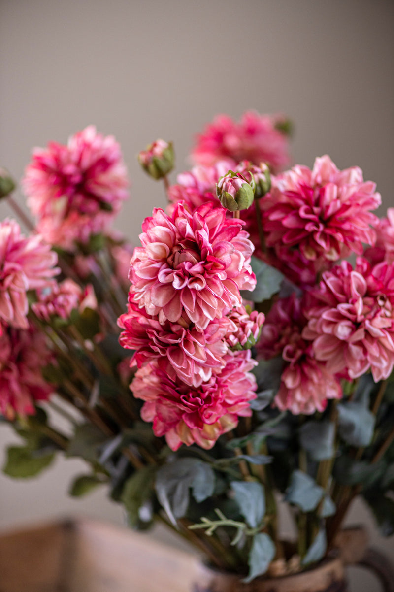 23" Pink Faux Dried Dahlia Bundle (3 Stems)