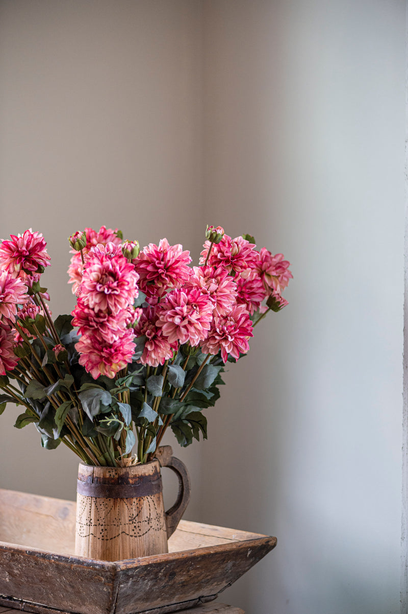 23" Pink Faux Dried Dahlia Bundle (3 Stems)
