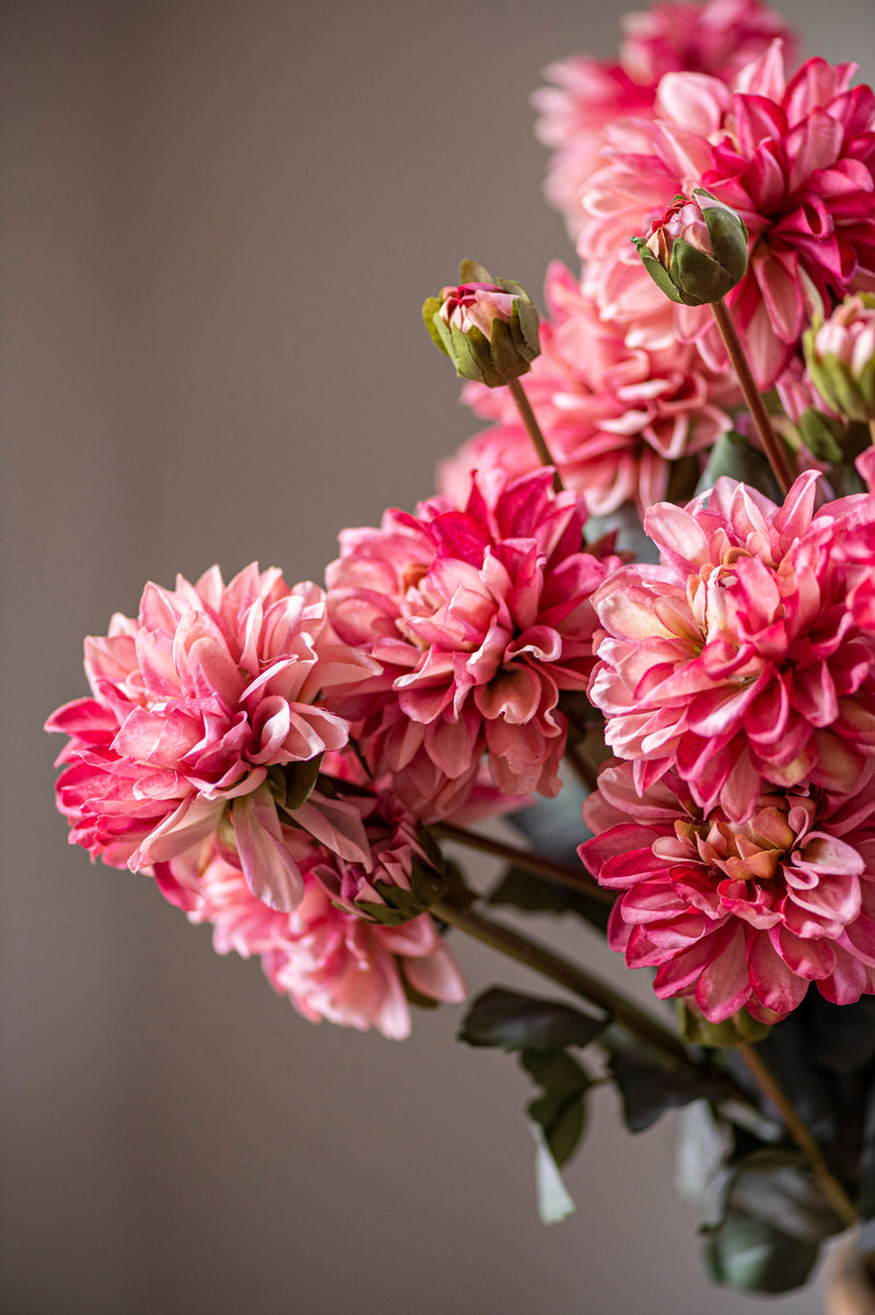 23" Pink Faux Dried Dahlia Bundle (3 Stems)
